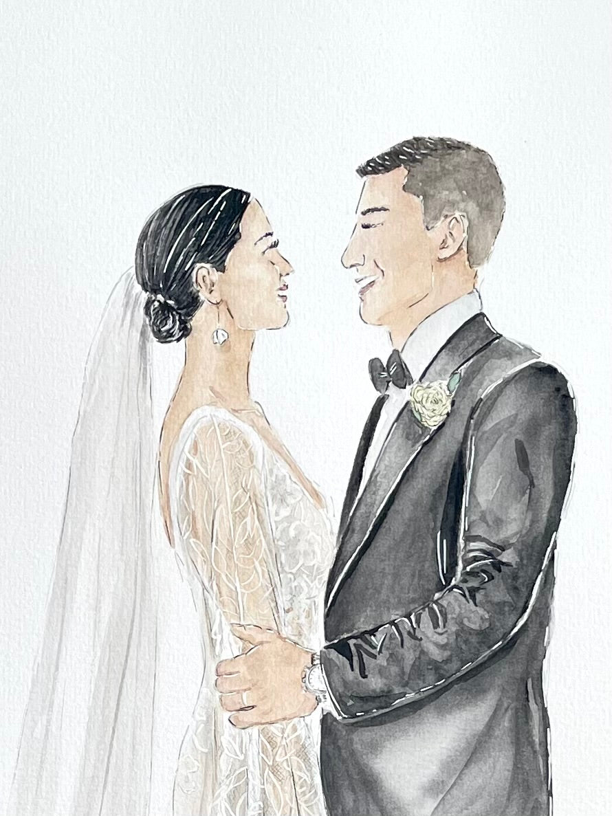 Hand-Painted Wedding Portrait