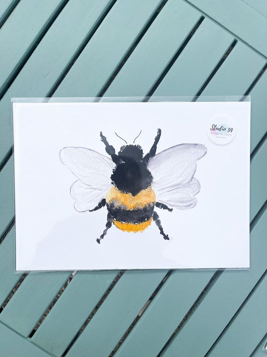 Bee watercolor painting - Bumble Bee Art Print. Nature Illustration. Honey Bee, Flying bee, Lovely Bee art