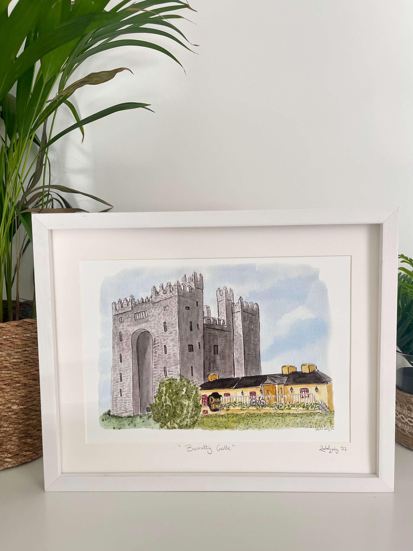 Original painting print Bunratty Castle and Durty Nellys Co Clare landmark and tourist attraction. Gift idea and keepsake